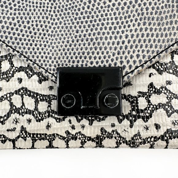 Loeffler Randall White Reptile Pattern Leather Envelope Crossbody Bag - Picture 9 of 14